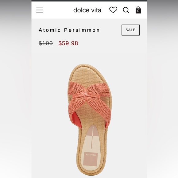 DOLCE VITA Raffia Bow Slide Sandals Orange & Cream NWOT Size 7.5 - Picture 4 of 10